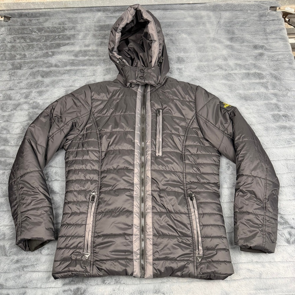 RefrigiWear 0473R Black Hooded Puffer Jacket Insulated Quilted Coat Mens Large